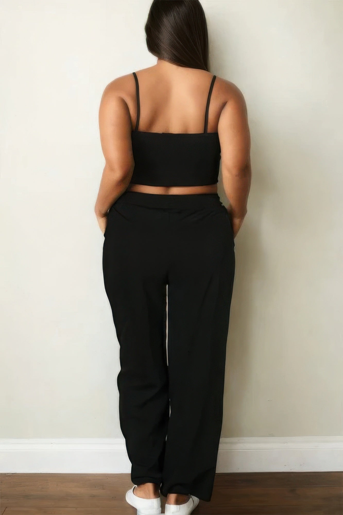 Plus Bustier Crop Cami Top & Slant Pocket Straight Pants Shop One Place