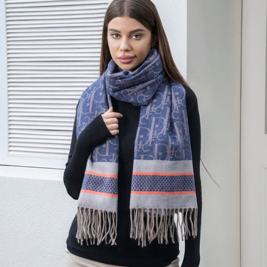 Double stripe blanket scarf with tassel Shop One Place