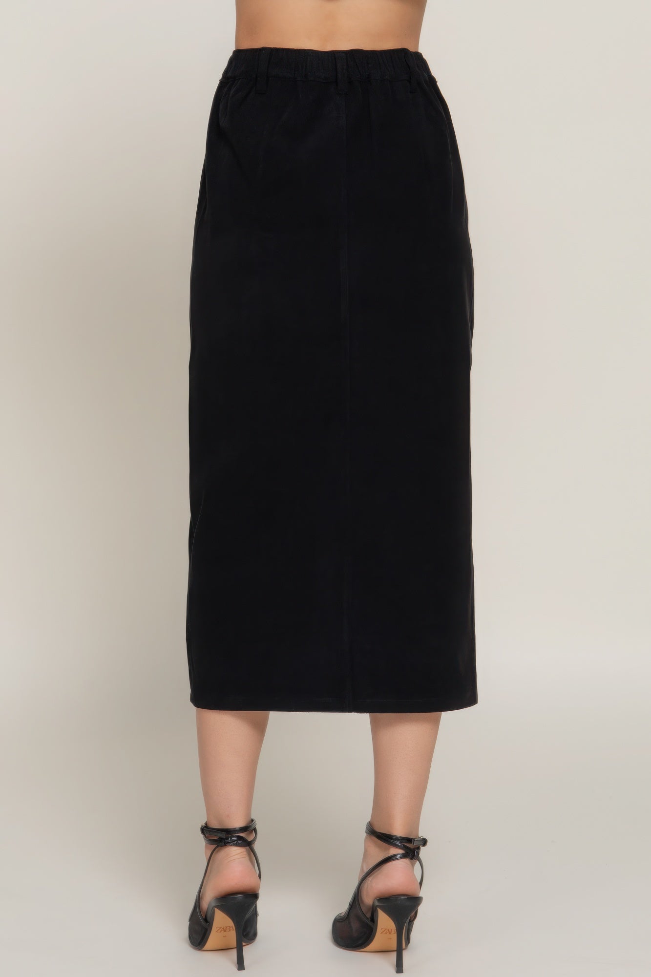Front Open Slit Corduroy Midi Skirt Shop One Place