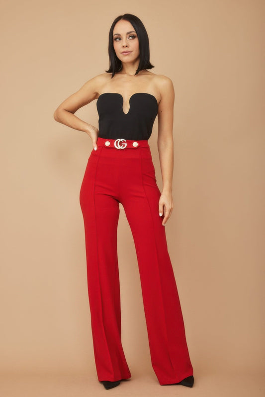Cg Buckle And Button Detail Pants Shop One Place