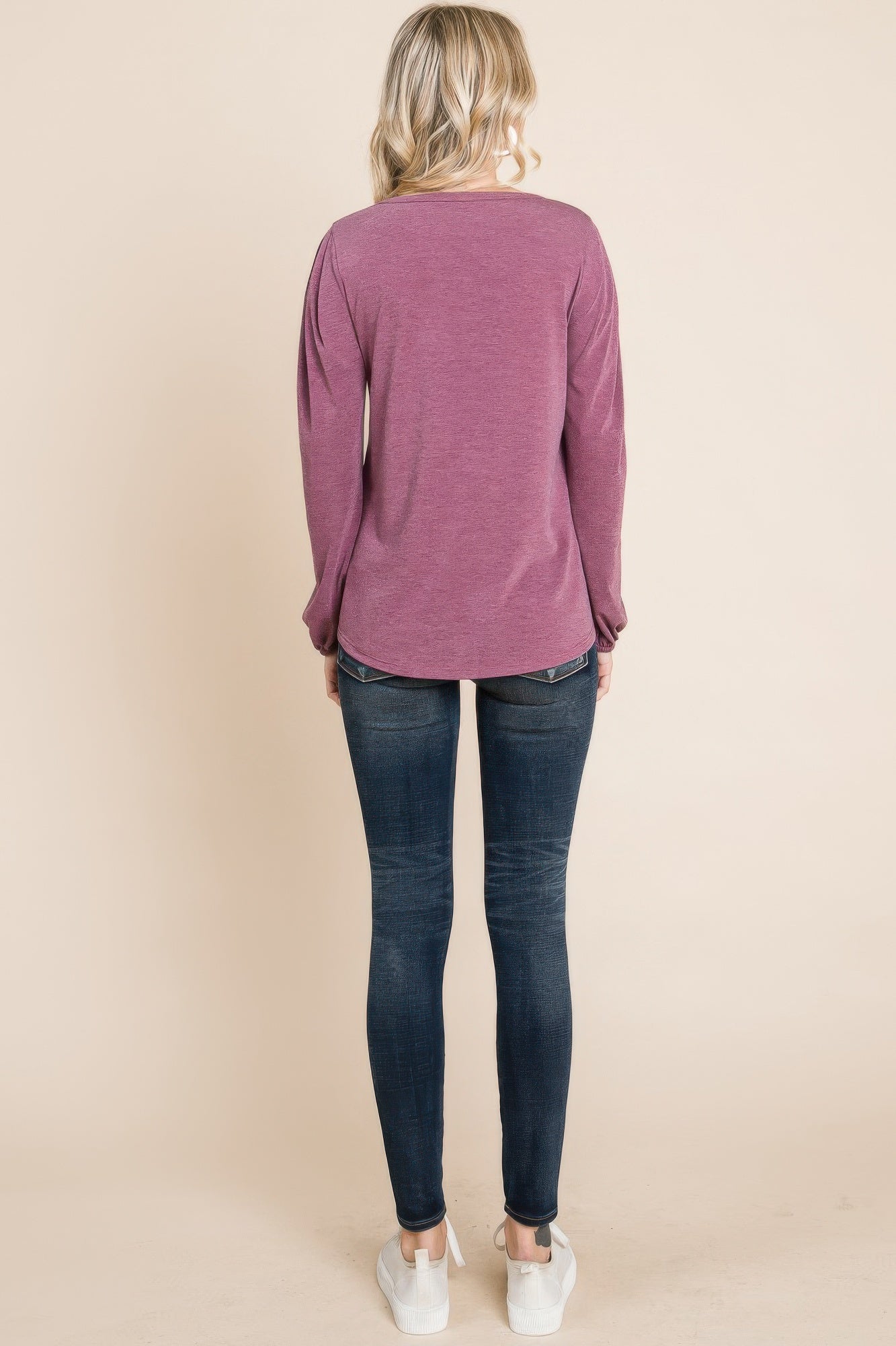 Solid Tr Spandex Long Sleeve Top Shop One Place