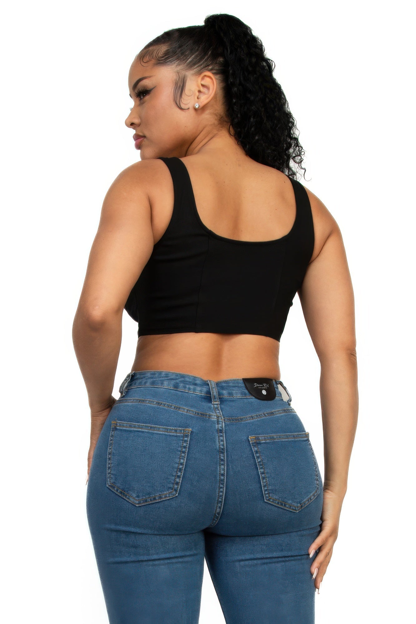 Zip-up square neck crop top Shop One Place