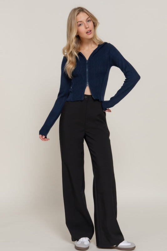 2-way zip closure sweater hoodie cardigan Shop One Place