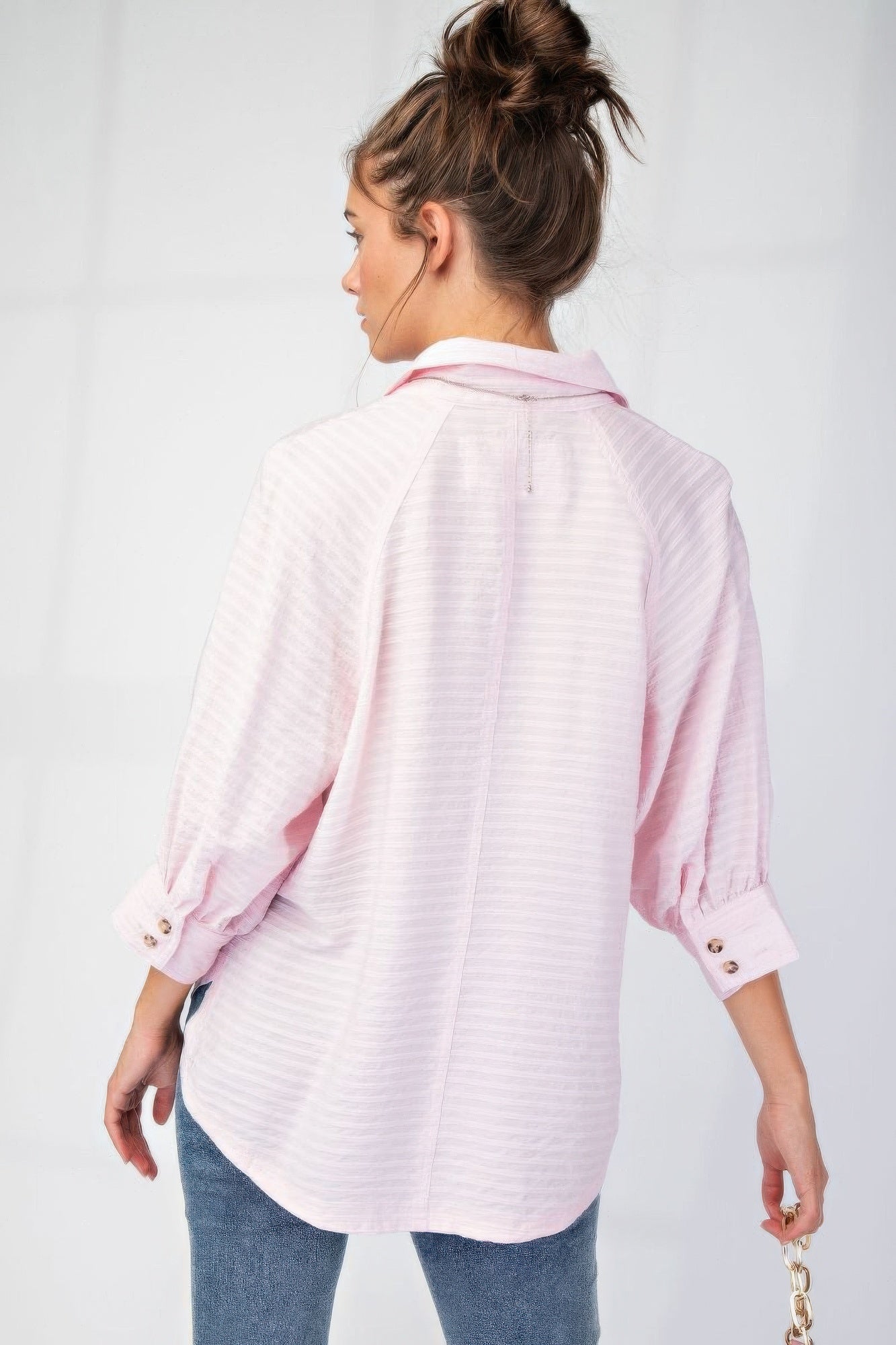 Button down textured woven shirt Shop One Place