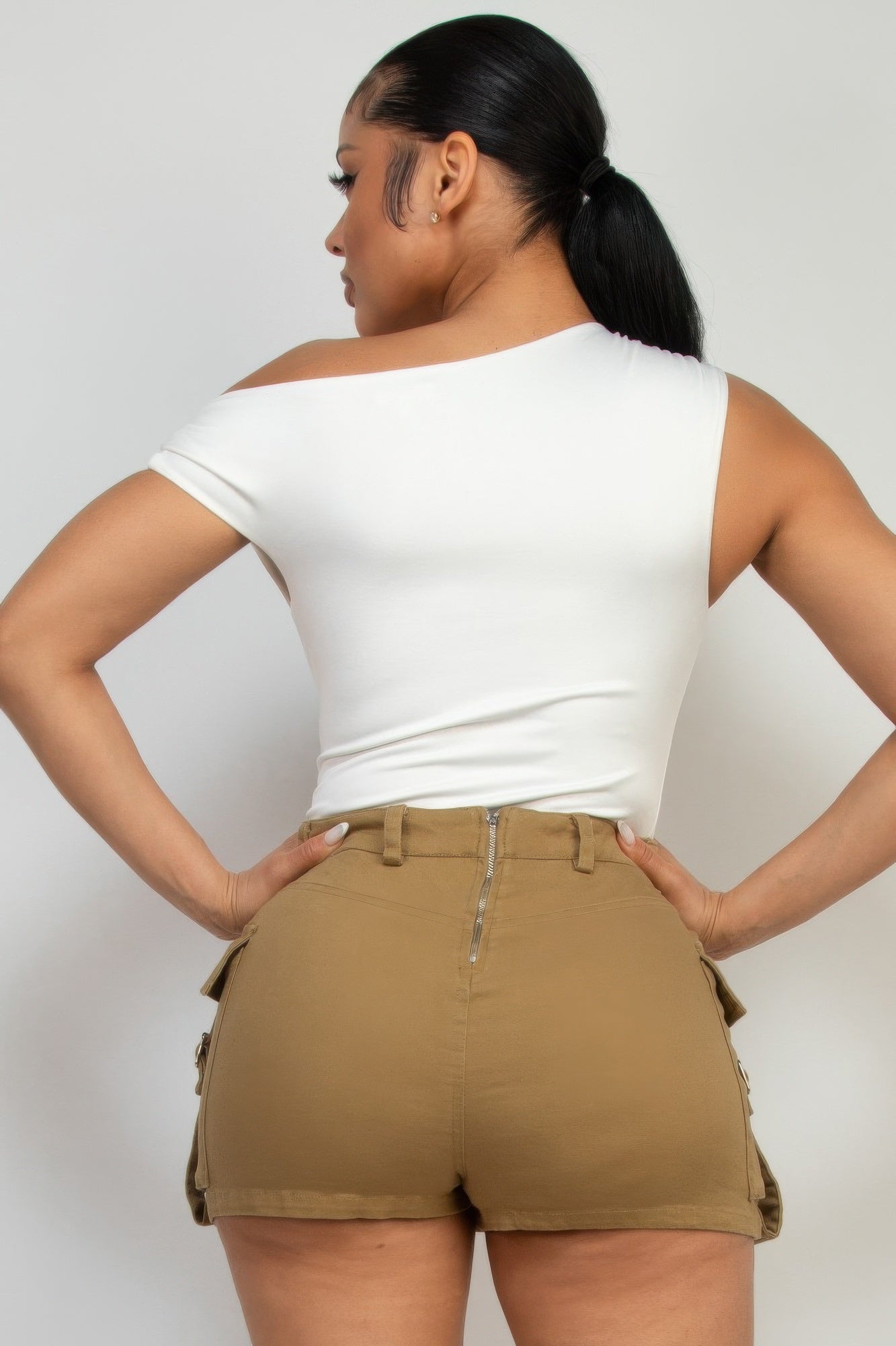 One-shoulder Twisted Detail Silky Top Shop One Place