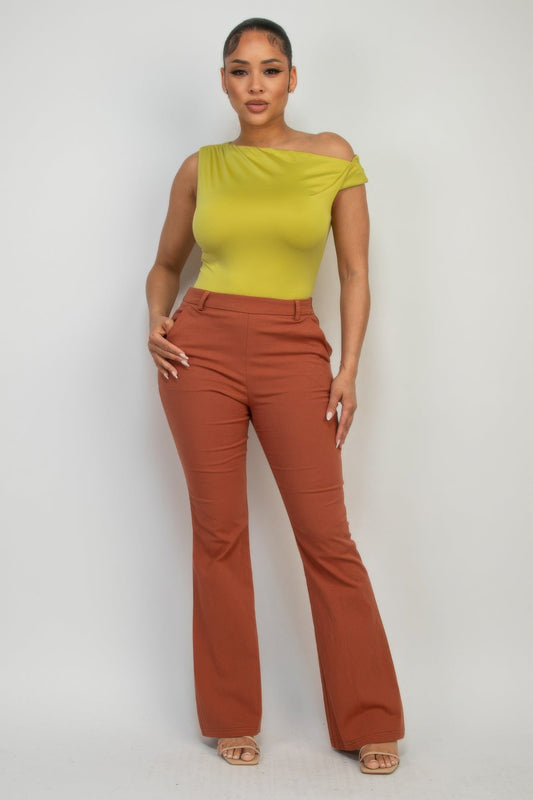 One-shoulder Twisted Detail Silky Top Shop One Place