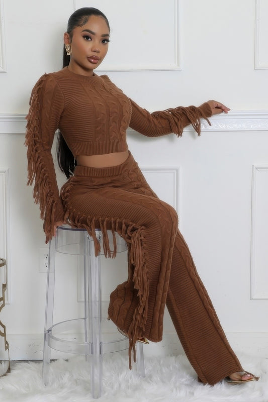 Knitted Stretch Pant Set Shop One Place