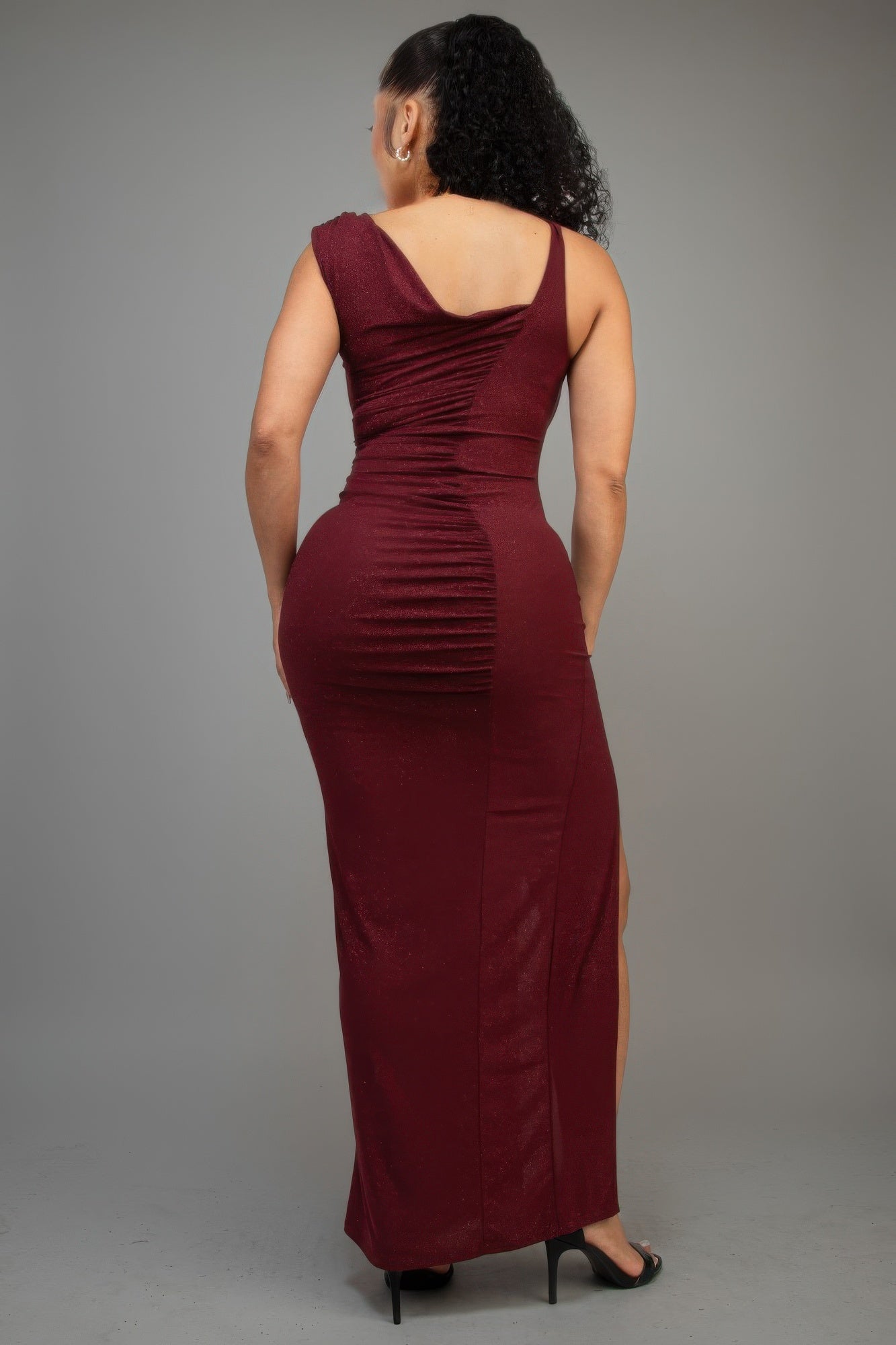 Glitter Slitted Dress Shop One Place