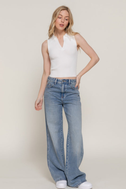Sleeveless Polo Spring Sweater Shop One Place
