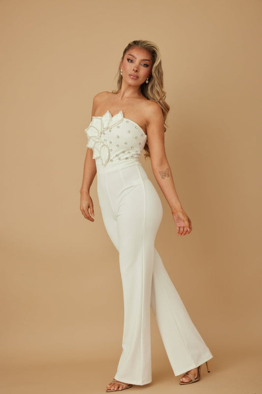 Petal Layer Flap With Rhinestones Jumpsuit Shop One Place