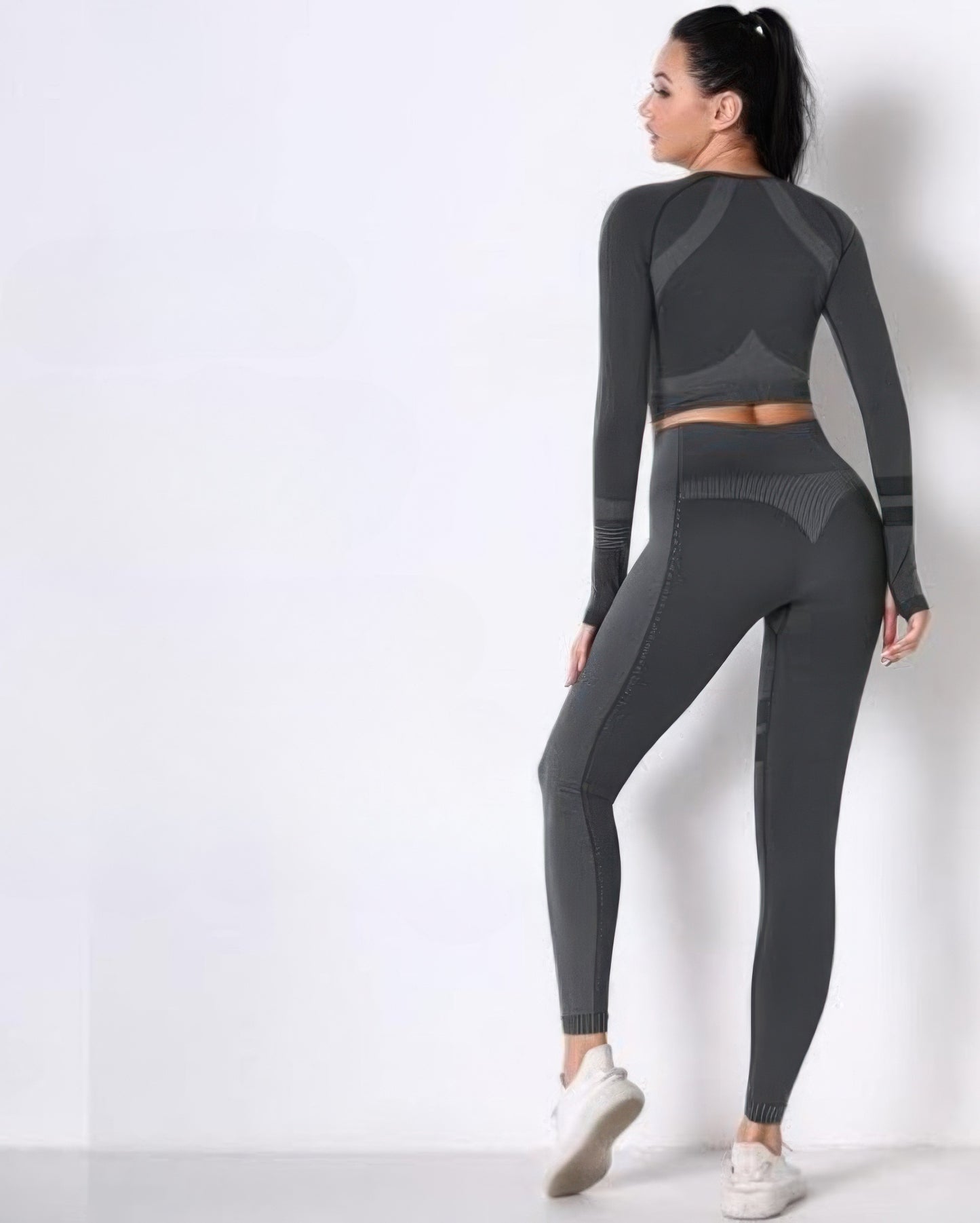 Seamless Long Sleeve Solid Yoga Set Shop One Place