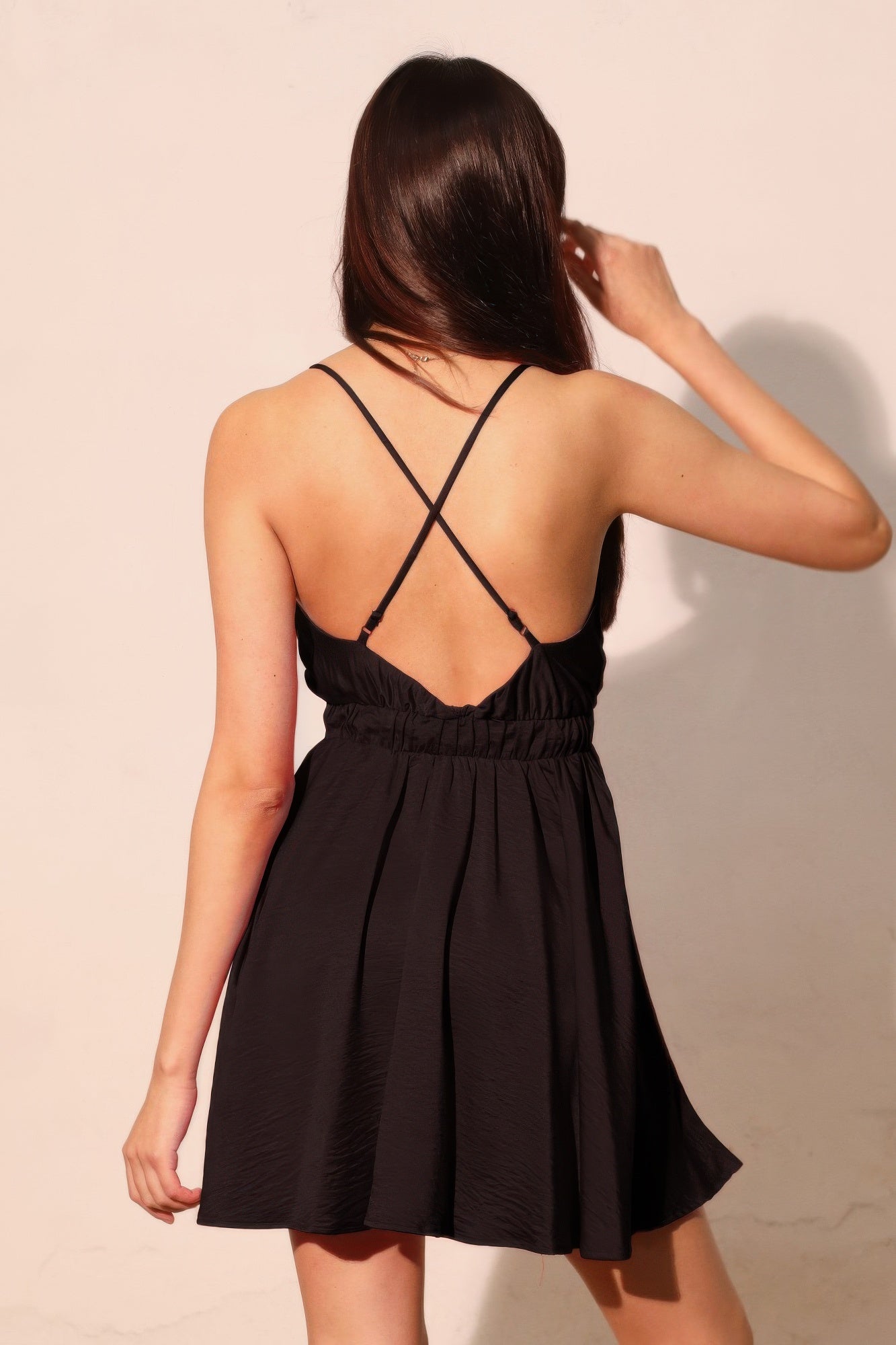 Washed Satin Crepe Cami Skater Dress Shop One Place