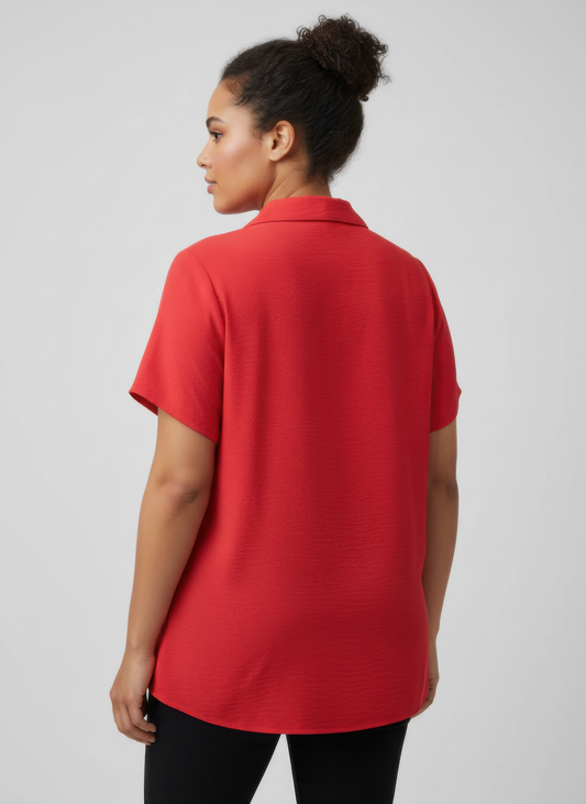Zip-front Collared Utility Knit Top Shop One Place