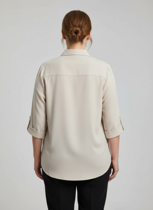 Zip Front Utility Pocket Tunic Blouse Shop One Place