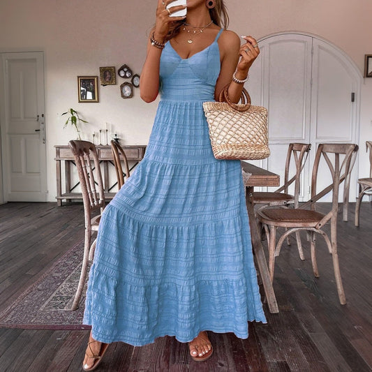 Solid Color Sling Large Swing Dress Shop One Place
