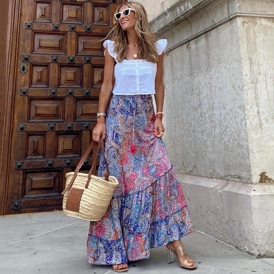 Printed Skirt Peesley Printed Loose Big Hem Casual Skirt Shop One Place