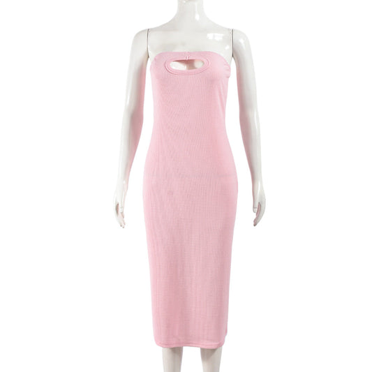 Women Clothing Spring Summer Sleeveless Hollow Out Cutout Out Tube Top Step Dress Shop One Place