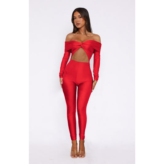 Chic Collared Twist Cutout High-Waist Long Sleeve Cropped Jumpsuit Shop One Place