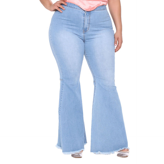 Plus Size Fashion Slim Wide Leg Flared Jeans Shop One Place