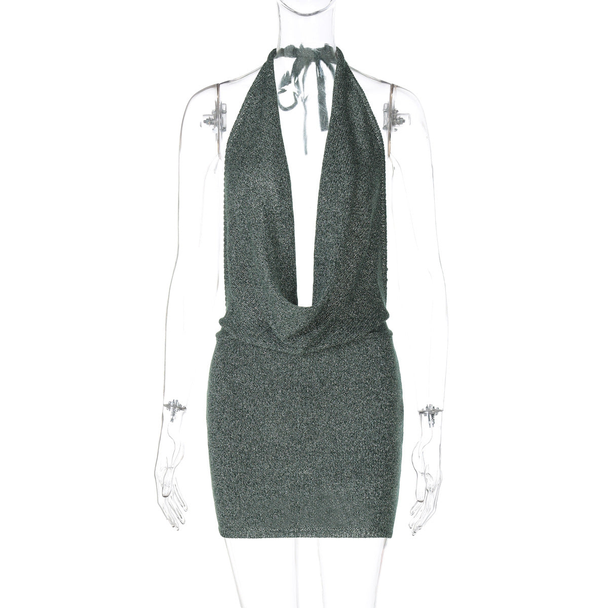 V neck Backless Lace up Dress Shop One Place