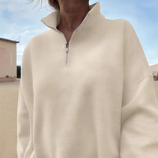 Loose Long Sleeve Half Zipper Sweater shirt Shop One Place