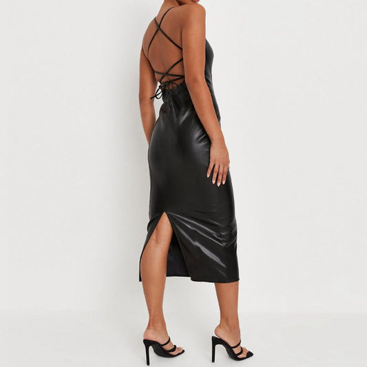 Spaghetti Strap Sling Backless Slim Fit Dress Shop One Place
