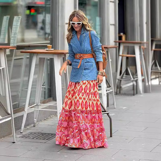 Autumn Skirt Internet Same Printed Ruffled Big Hem Skirt Shop One Place