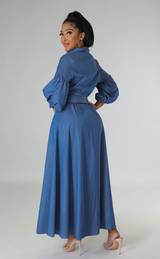 Blue Denim Long Sleeve Shirt Dress Shop One Place