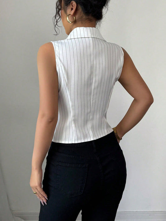 Women's Striped Sleeveless Slim Fit Summer Vest Top Shop One Place