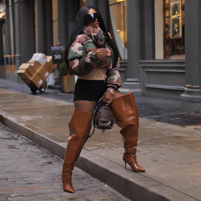 Retro Camouflage Print Short Jacket Shop One Place