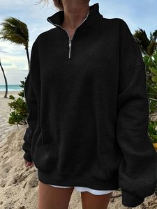 Loose Long Sleeve Half Zipper Sweater shirt Shop One Place