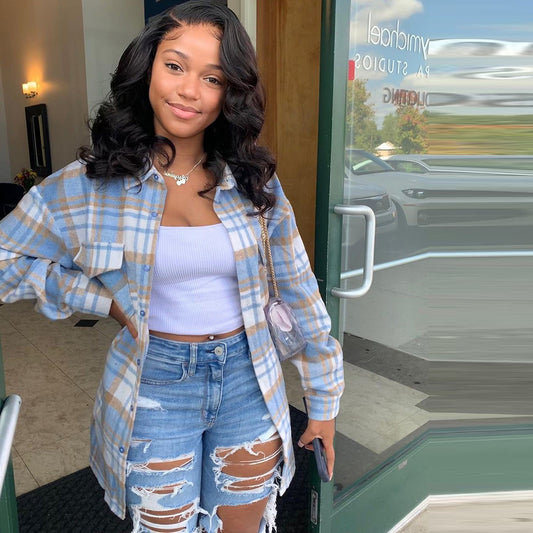 Plus Size Women's Plaid Shacket Shop One Place