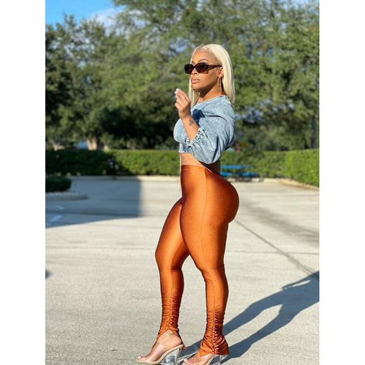 Reflective High Waisted Trousers Shop One Place