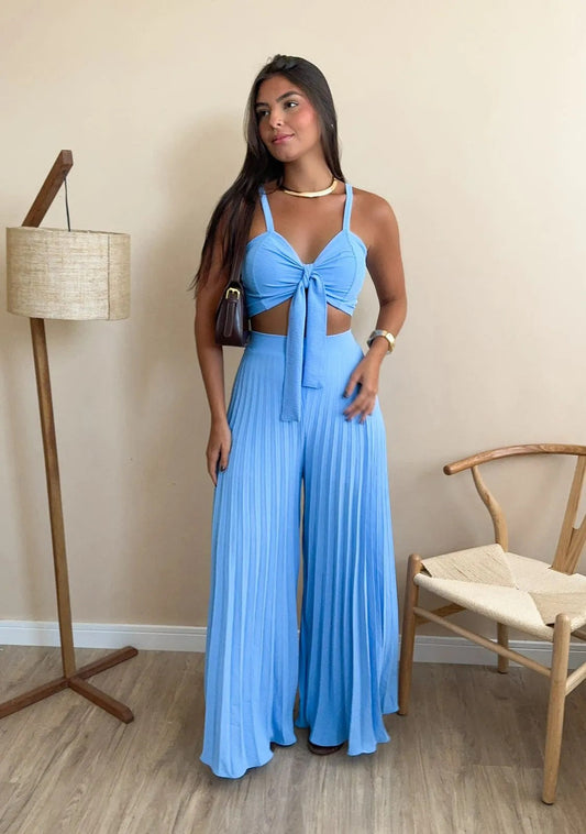 Women’s Two-Piece Set – Camisole Top & Pleated Wide-Leg Pants Outfit for Casual Chic Style Shop One Place