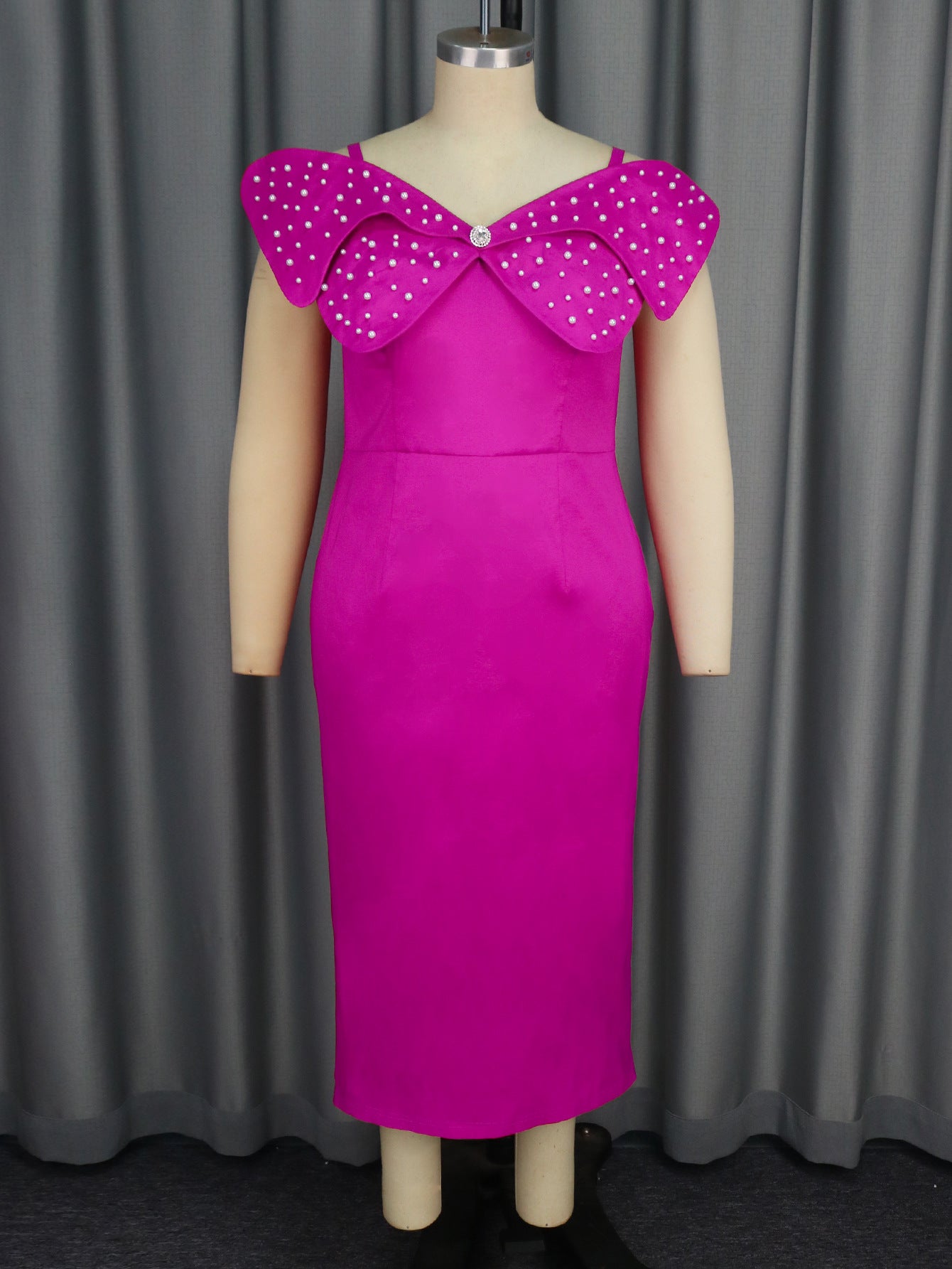 Beaded Bow High Waist Dress Shop One Place