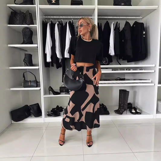 High Waist Slimming Satin Printed Wear Skirt - Shop One Place