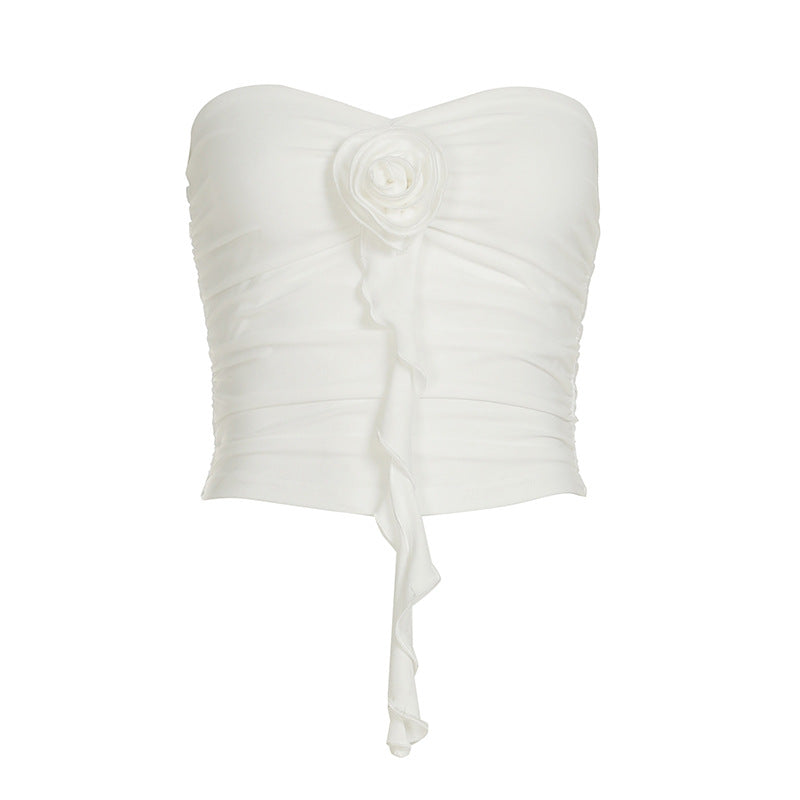 Three Dimensional Floral Ribbon Tube Top Shop One Place