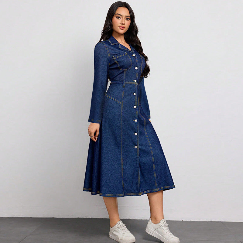 Denim Waist Slimming Maxi Dress