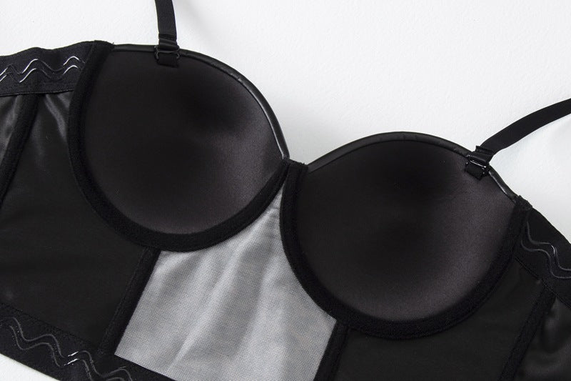 Women’s Faux Leather Corset – Sexy Push-Up Tube Top Shop One Place