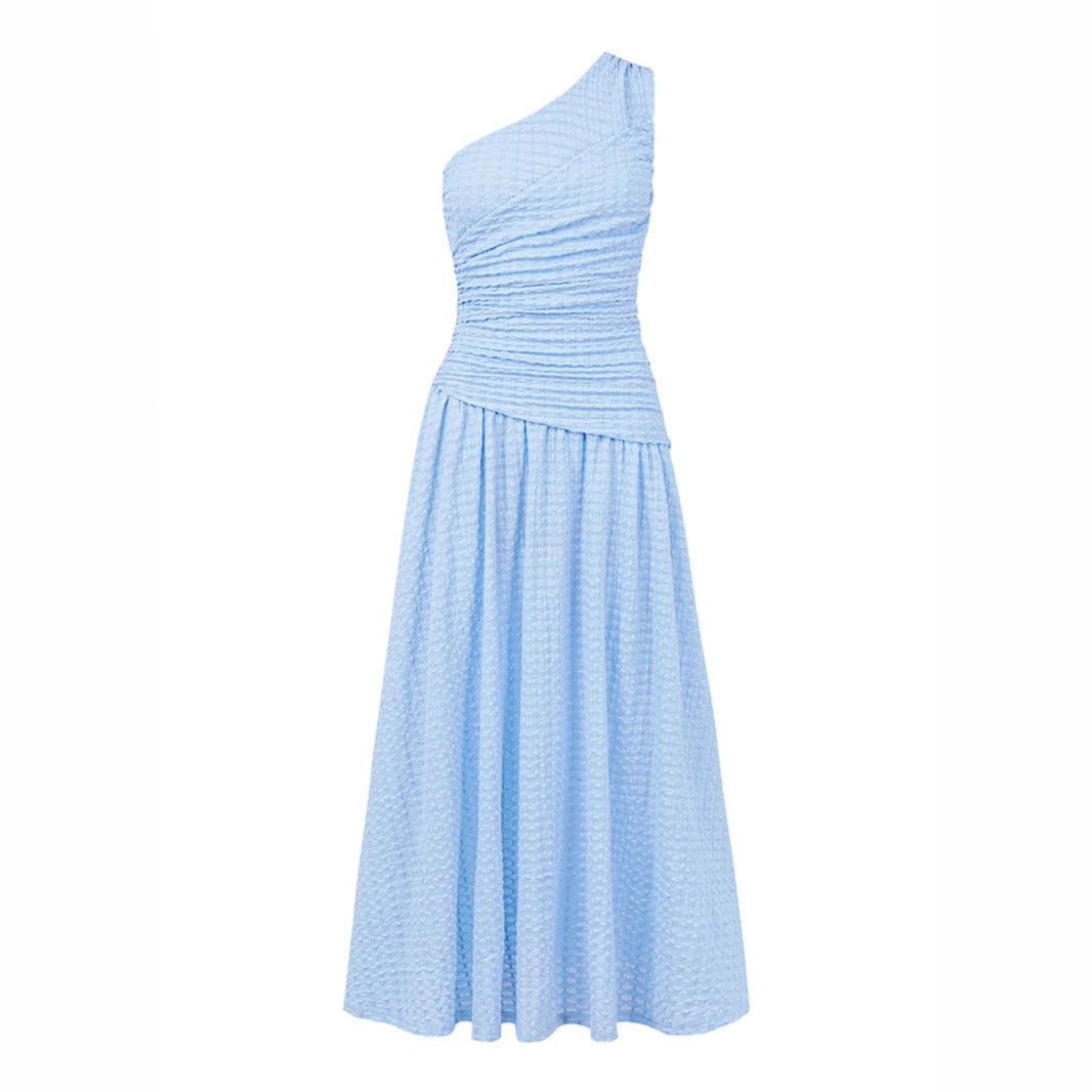 Summer Women Dress Long Skirt Solid Color Slim Fit High Grade Sleeveless Single Room Dress Slim Fit Women Clothing Shop One Place