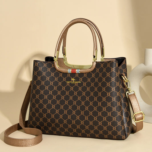 Women's Retro Printed Handbag – Large Capacity Office Shoulder Bag Shop One Place