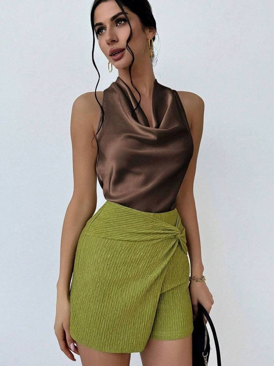 Sleeveless Satin Shirt Shop One Place