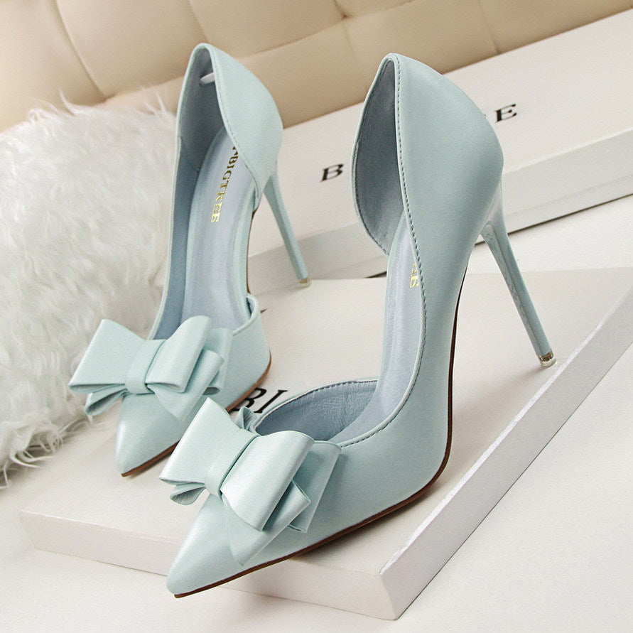 Pointed Toe Bowknot High Heels Stilettos Shop One Place