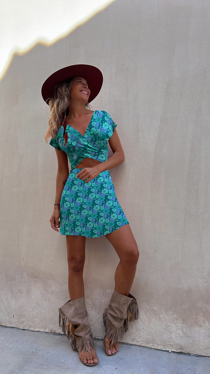 Short Sleeve Two-Sided Dress Shop One Place