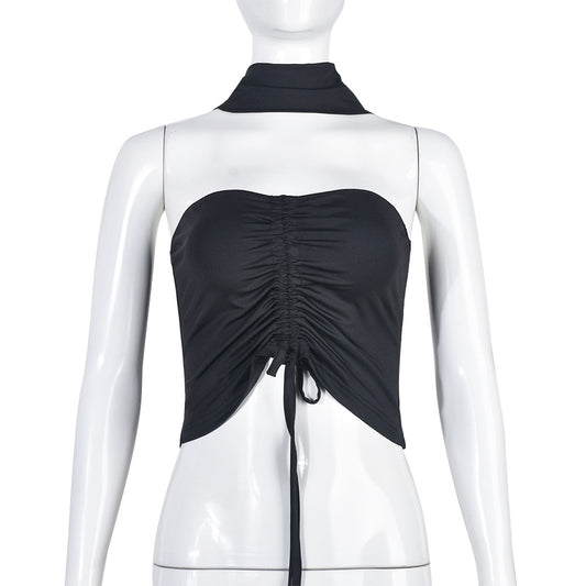 Wrapped Chest Pleated Drawstring Tube Top Cool Summer Women Top Shop One Place