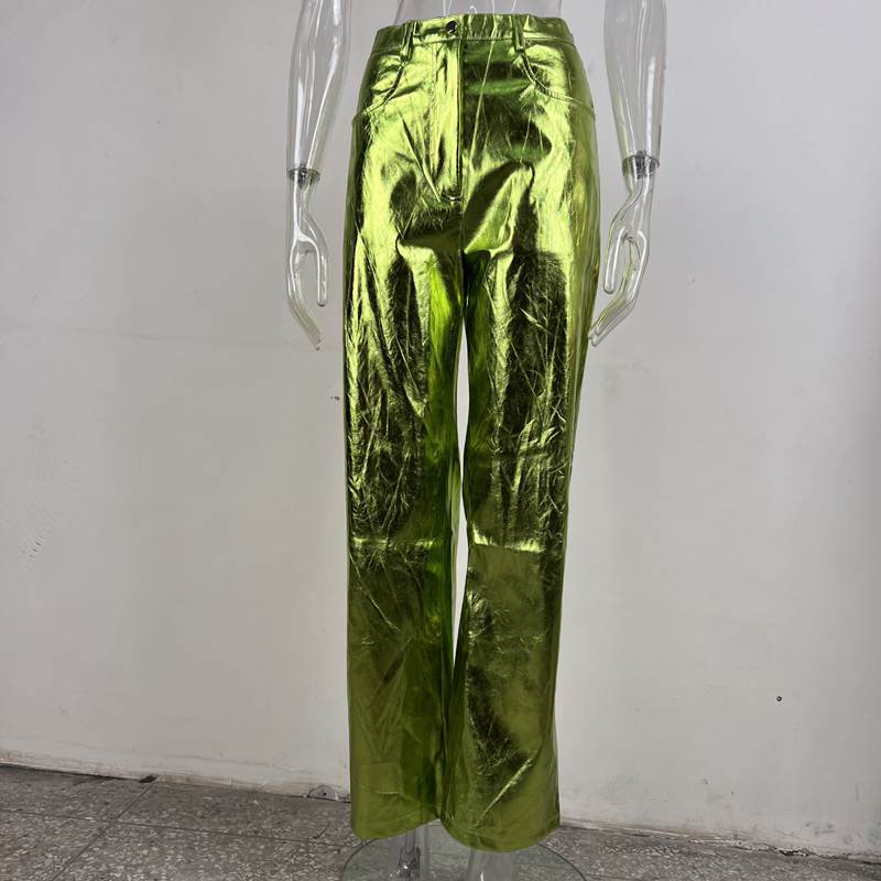High Waist Faux Leather Candy Color Pants Shop One Place