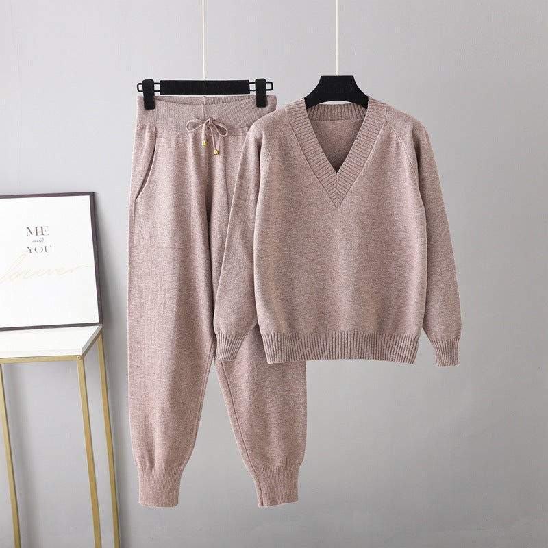 Women's V-Neck Knit Pullover & Harem Pants Set – view 14