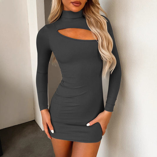 Long Sleeve Skinny Cutout Bag Dress Shop One Place