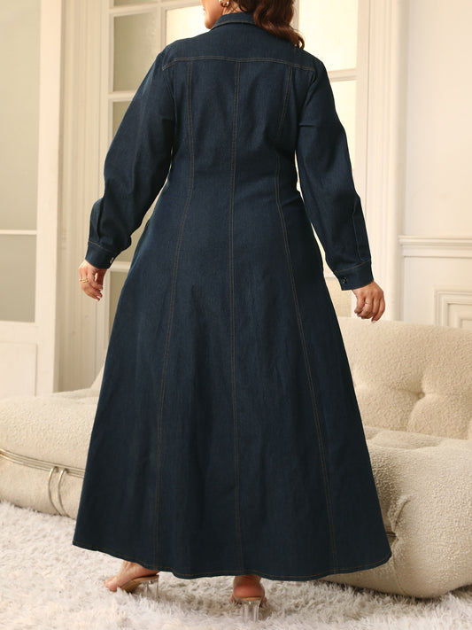 Plus Size Denim Maxi Dress Shop One Place