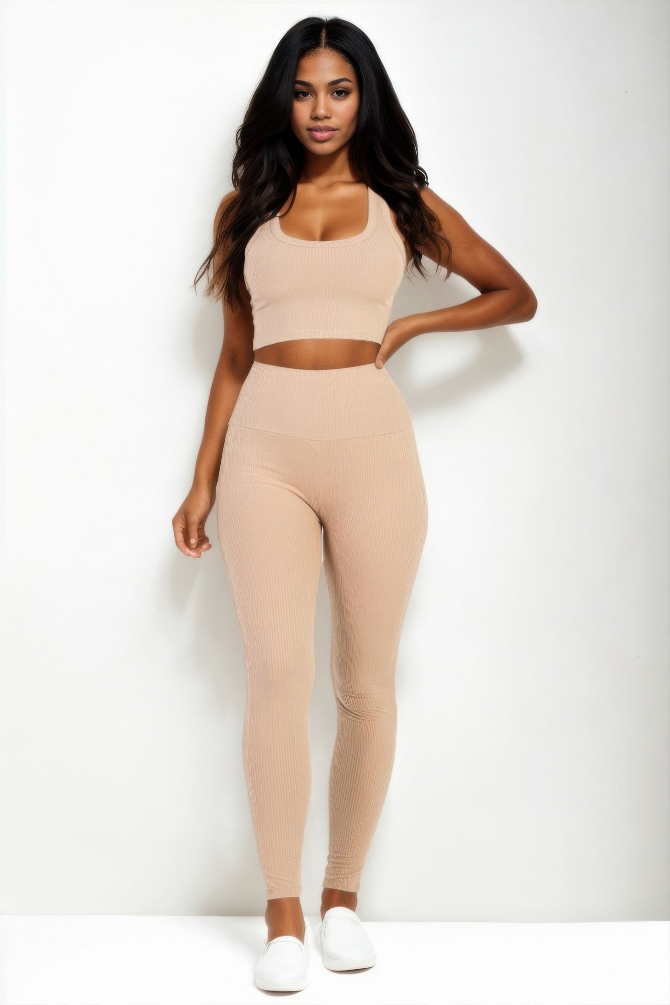 Ribbed Crop Top & Leggings Set Shop One Place